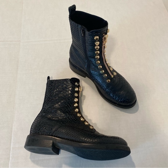 Jeffrey Campbell Tonette Leather Snakeskin Combat Boot - Picture 4 of 16